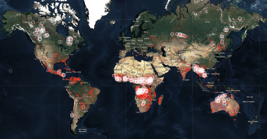 Source: European Union Global Wildfire Information System, burnt areas from Jan-Aug 2023