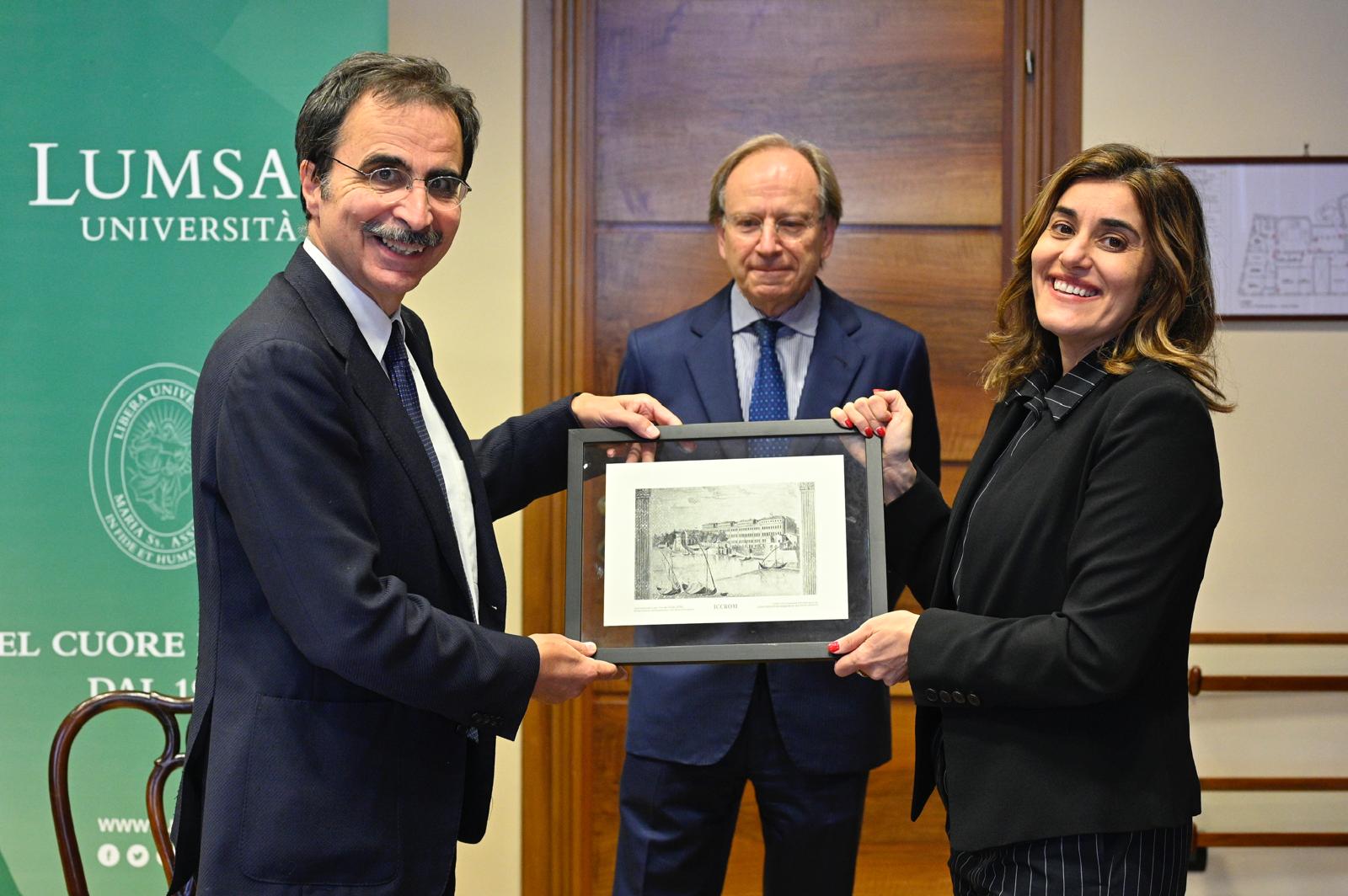 ICCROM Director-General Aruna Francesca Maria Gujral and LUMSA Rector Francesco Bonini