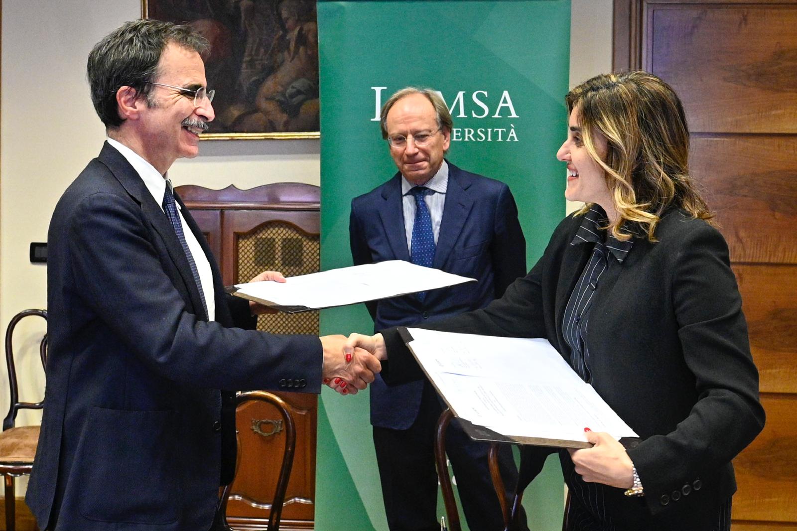 ICCROM Director-General Aruna Francesca Maria Gujral and LUMSA Rector Francesco Bonini