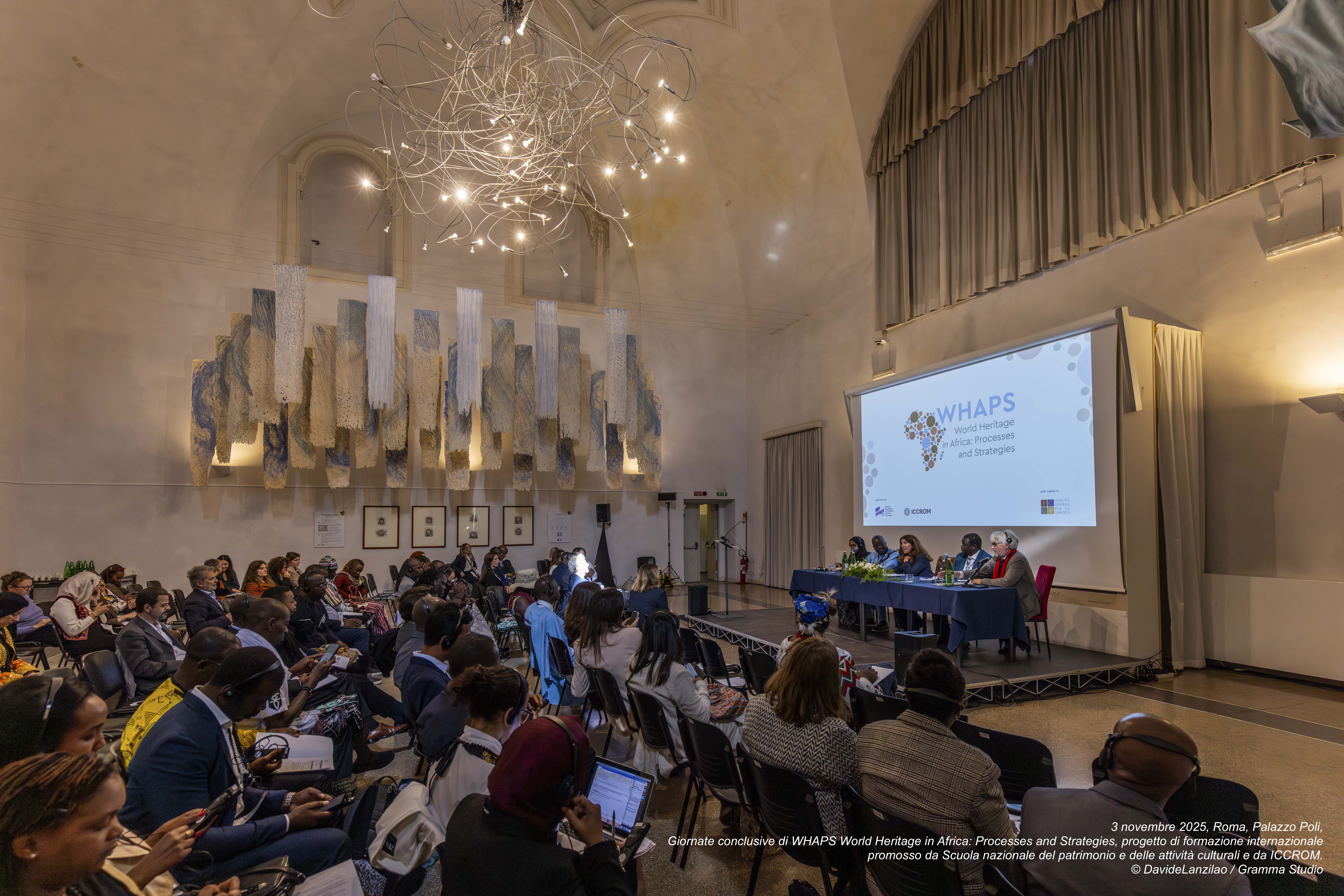3 novembre 2025, Roma, Palazzo Poli, Giornate conclusive di WHAPS World Heritage in Africa: Processes and Strategies, progetto di formazione internazionale promosso da Scuola nazionale del patrimonio e delle attività culturali e da ICCROM. © DavideLanzilao / Gramma Studio