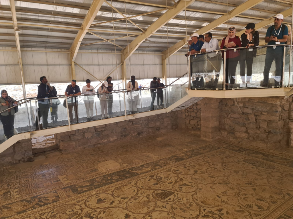 The participants visited the Umm al-Rasas site to view the mosaic work and attend a demonstration of monitoring tools.