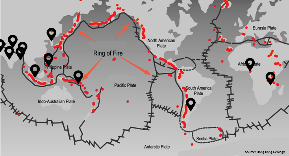 Map pacific ring fire