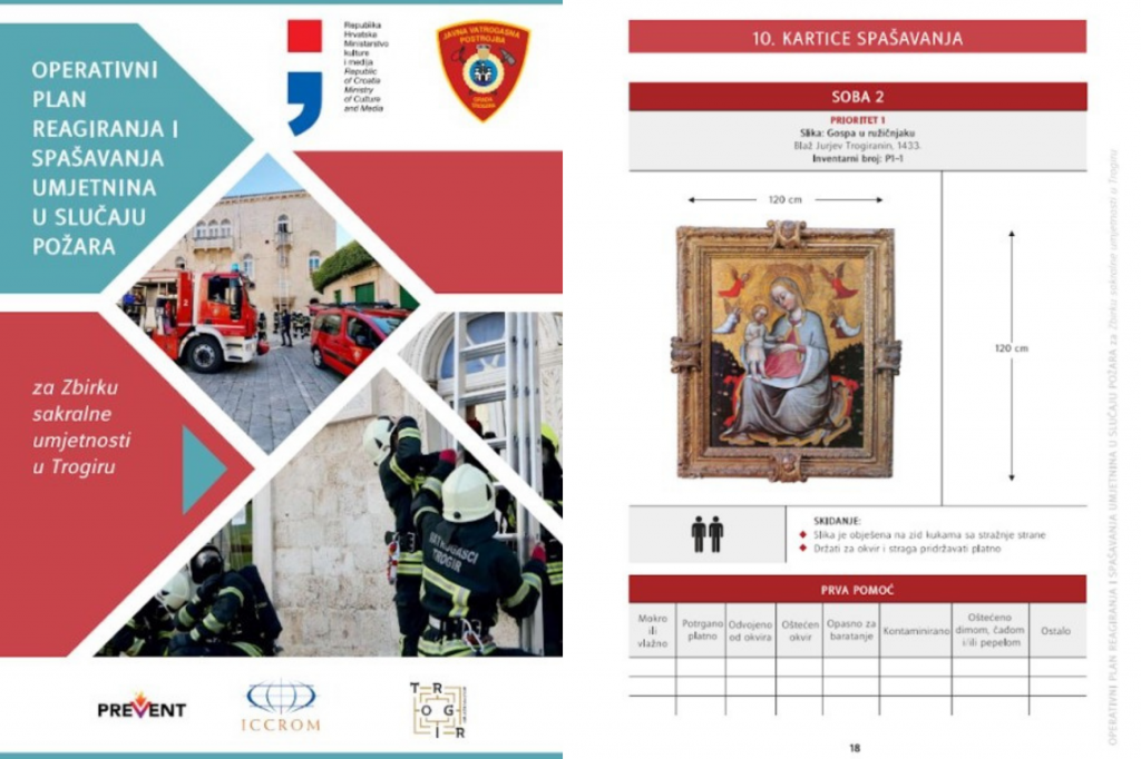 "Fichas de extracción de salvamento" elaboradas por Jasna y Marin siguiendo las directrices de Historic England. Fuente: Ministerio de Cultura y Medios de Comunicación de la República de Croacia y el Cuerpo Público de Bomberos de la ciudad de Trogir.