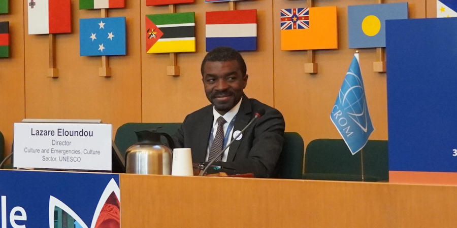 Lazare Eloundou Assomo asiste a la 31a Asamblea General del ICCROM en 2019.