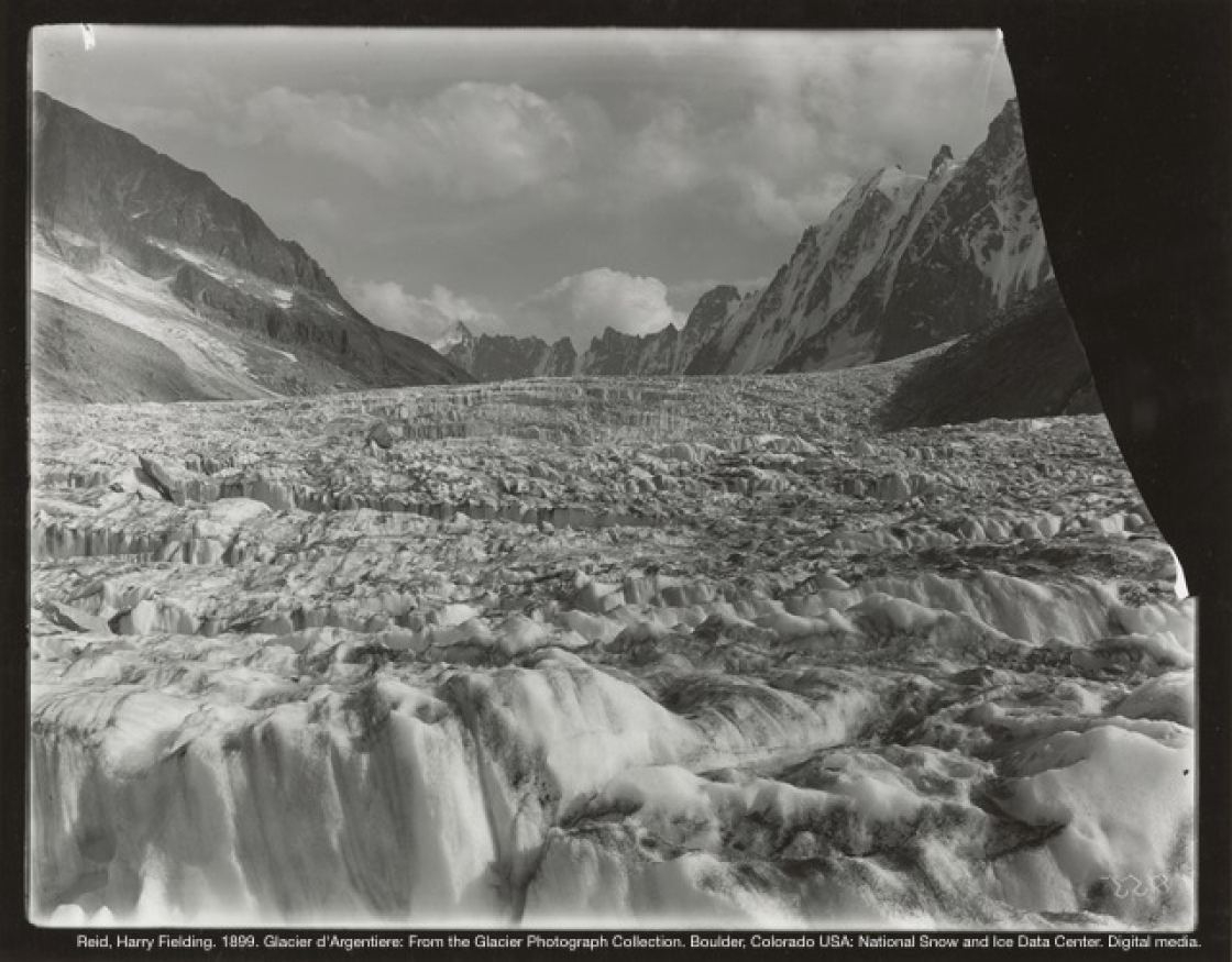 Reid, Harry Fielding. 1899. Glacier d'Argentiere: From the Glacier Photograph Collection. Boulder, Colorado USA: National Snow and Ice Data Center. Digital media.