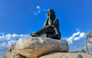 Statue looking out to sea