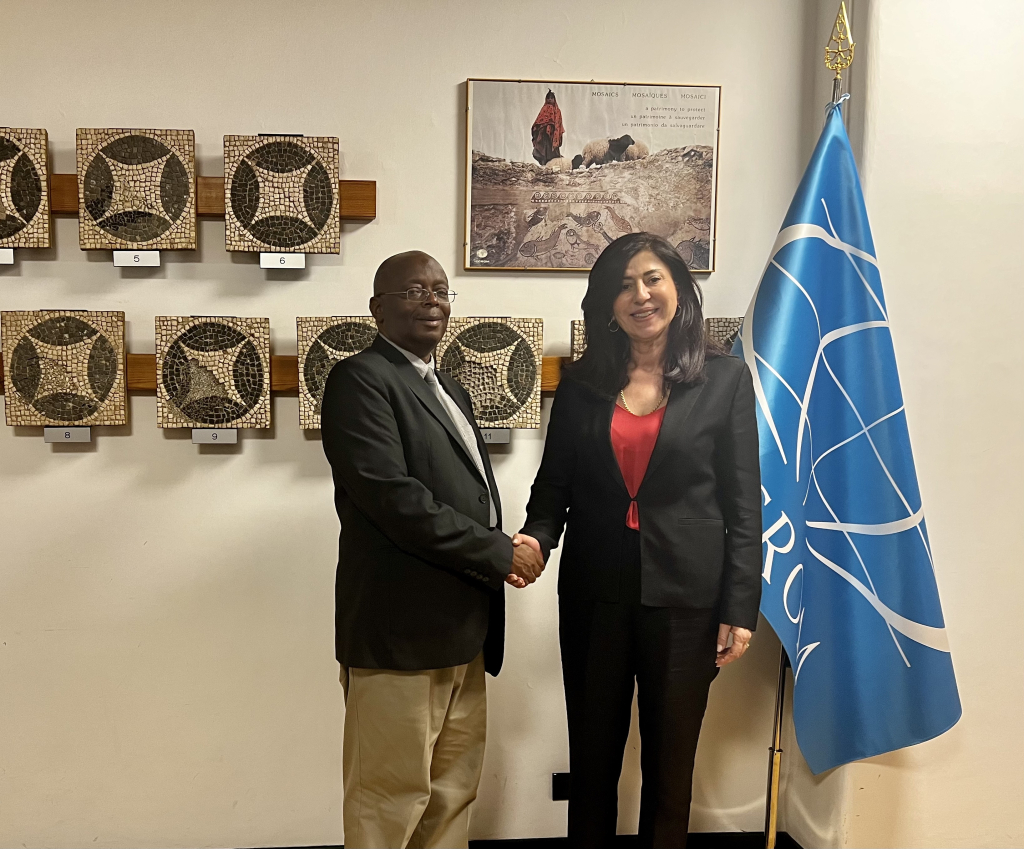 ICCROM Director-General Dr Webber Ndoro received a courtesy visit from H.E. Abeer Odeh